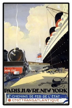 Paris Havre New York vintage travel poster